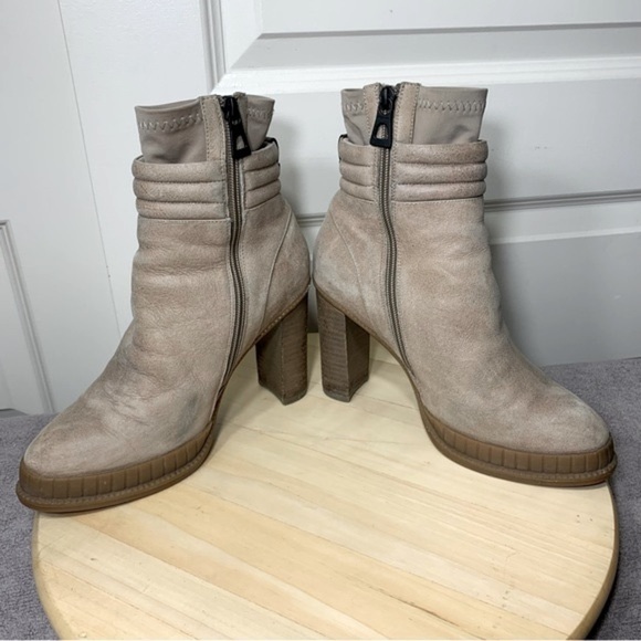 RUDSAK Ankle Heeled Booties Distressed Tan Leather Fleeced sz 38 Winter Boots - Picture 14 of 14
